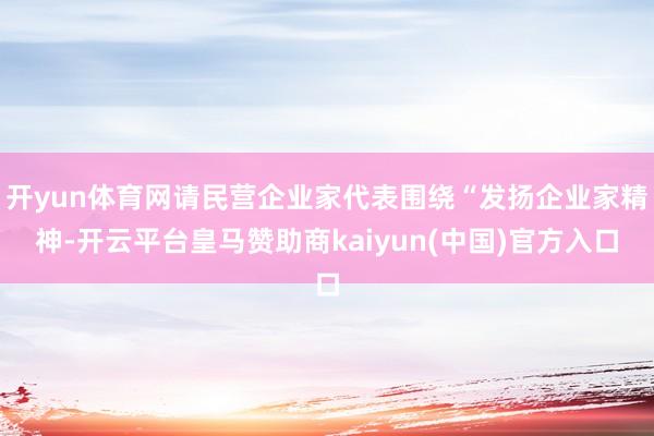 开yun体育网请民营企业家代表围绕“发扬企业家精神-开云平台皇马赞助商kaiyun(中国)官方入口