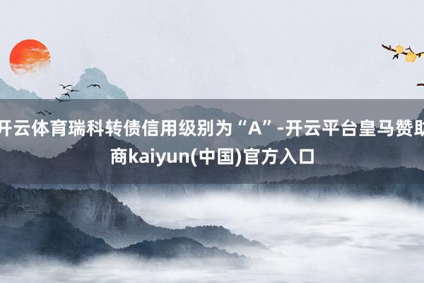 开云体育瑞科转债信用级别为“A”-开云平台皇马赞助商kaiyun(中国)官方入口